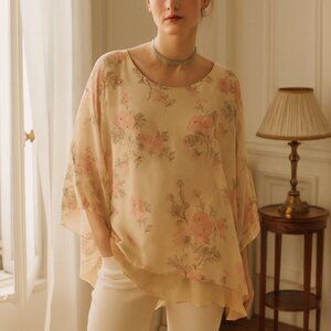 Sundance Silk Floral Layered Chiffon Top
